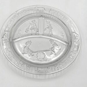 Tiara Exclusives Nursery Rhyme Divided Glass Plate See-Saw Margery Daw 8.5"